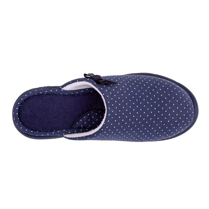 Isotoner Ladies iso-flex Spotted Mules Navy Spot Extra Image 4